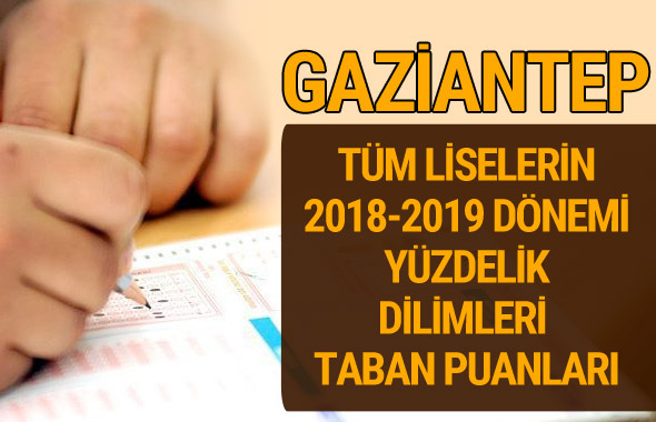 Gaziantep Lise taban puanları 2018 -2019 nitelikli okullar LGS yüzdelik dilimleri 