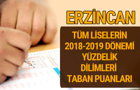 Erzincan Lise taban puanları 2018 -2019 nitelikli okullar LGS yüzdelik dilimleri 