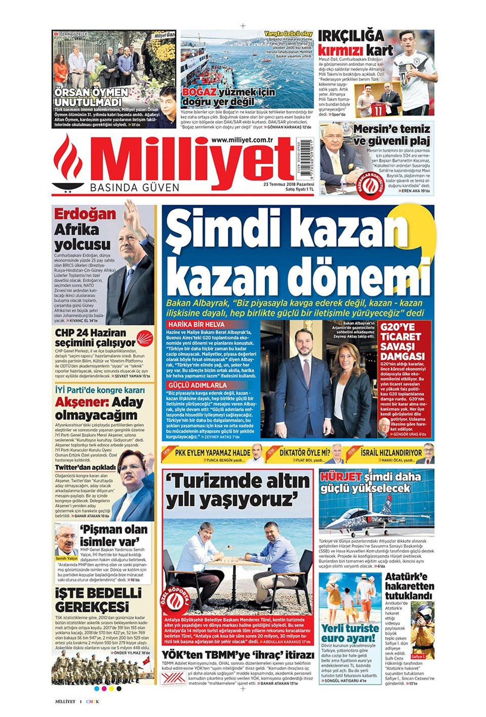 Gazete manşetleri 23 Temmuz 2018 Hürriyet - Posta - Sabah