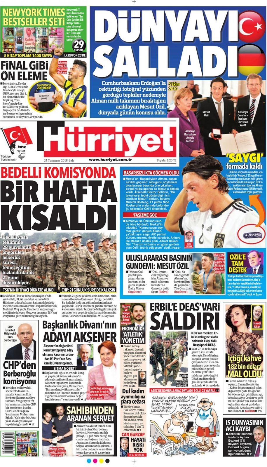 Gazete manşetleri 24 Temmuz 2018 Hürriyet - Posta - Sabah