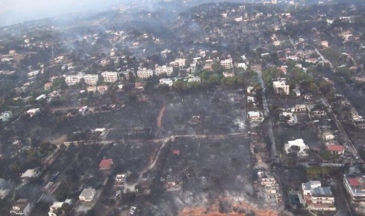 Yunanistan'da felaket gökyüzünden görüntülendi