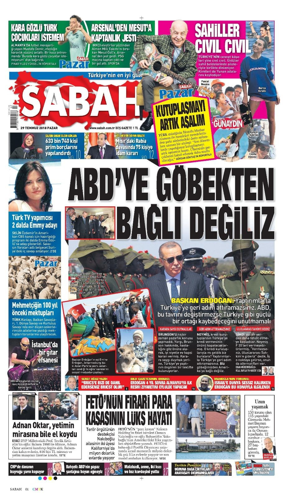 Gazete manşetleri 28 Temmuz 2018 Hürriyet - Posta - Fanatik