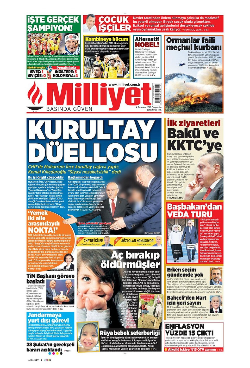 Gazete manşetleri 4 Temmuz 2018 Hürriyet - Sözcü - Habertürk
