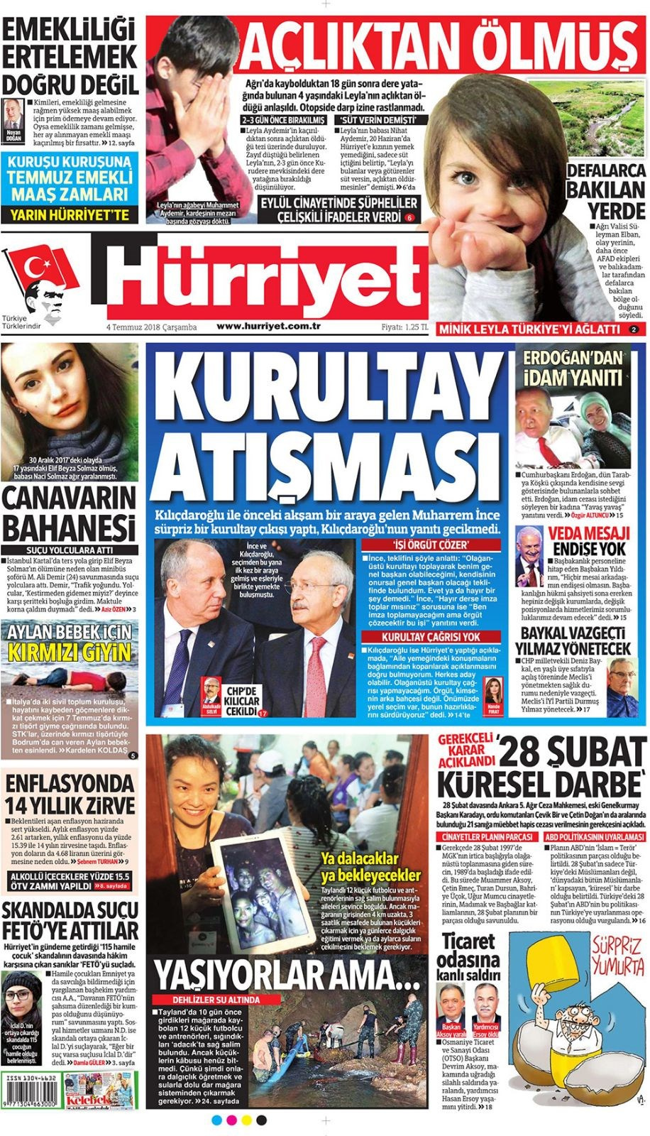 Gazete manşetleri 4 Temmuz 2018 Hürriyet - Sözcü - Habertürk