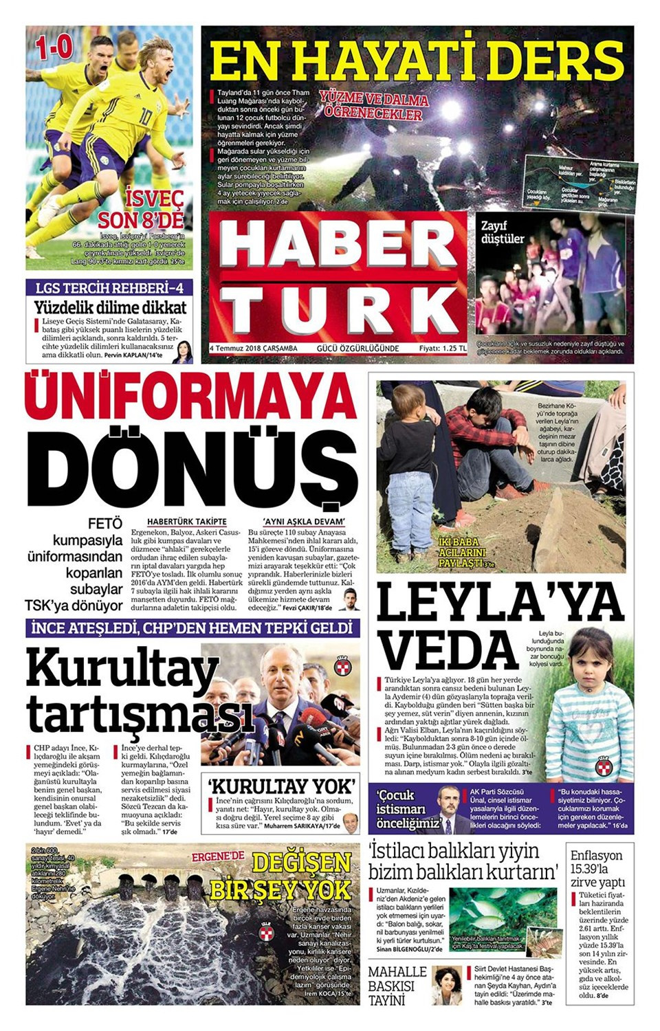 Gazete manşetleri 4 Temmuz 2018 Hürriyet - Sözcü - Habertürk