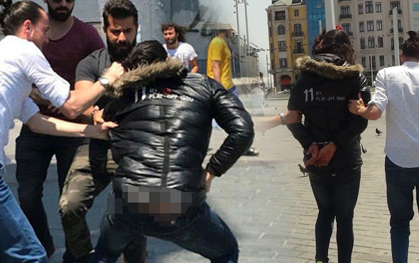 Üstünde montla Taksim'de para dağıttı!