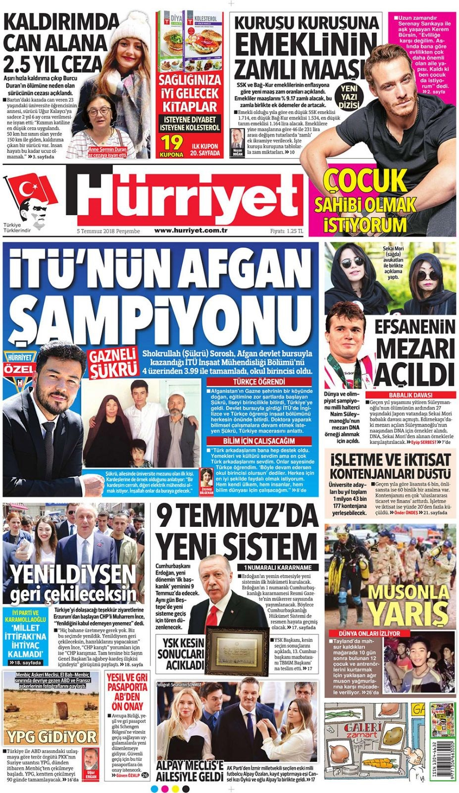Gazete manşetleri 5 Temmuz 2018 Hürriyet - Sözcü - Habertürk