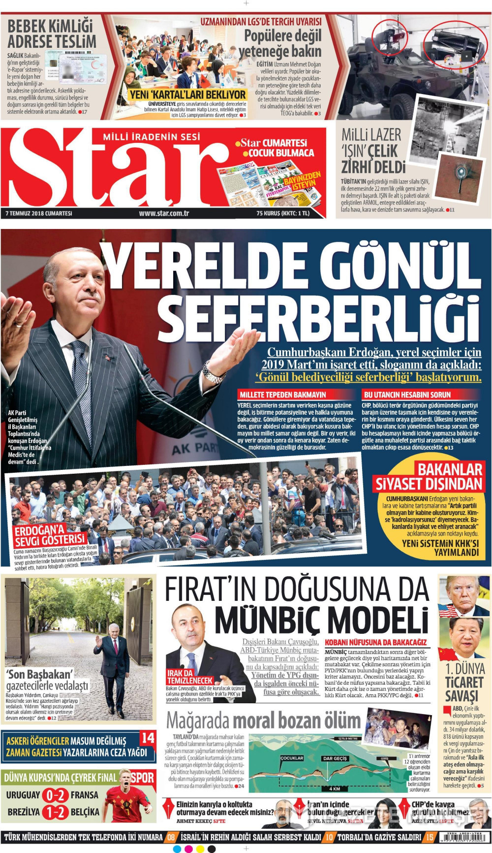 Gazete manşetleri 7 Temmuz 2018 Hürriyet - Sözcü - Posta