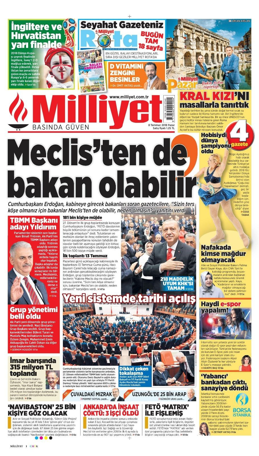 Gazete manşetleri 8 Temmuz 2018 Hürriyet - Sözcü - Fanatik