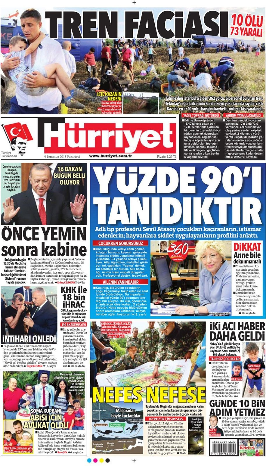 Gazete manşetleri 9 Temmuz 2018 Hürriyet - Sözcü - Posta