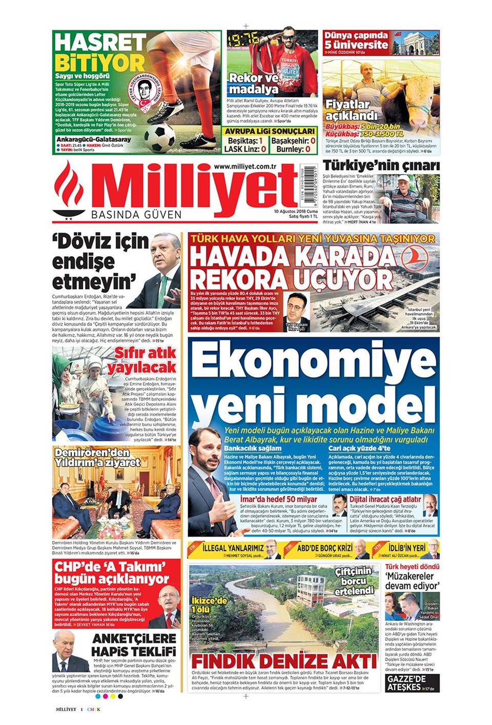 Gazete manşetleri 10 Ağustos 2018 Hürriyet - Posta - Sabah