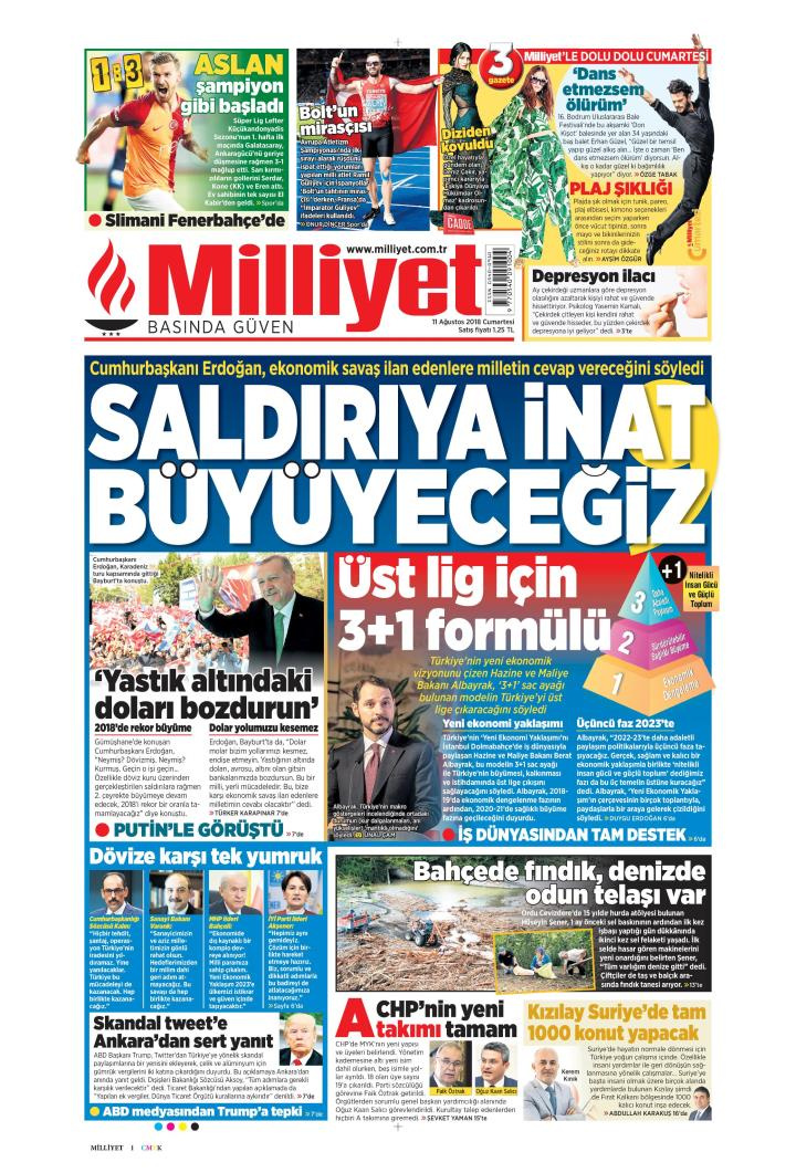 Gazete manşetleri 11 Ağustos 2018 Sözcü - Sabah - Hürriyet - Milliyet