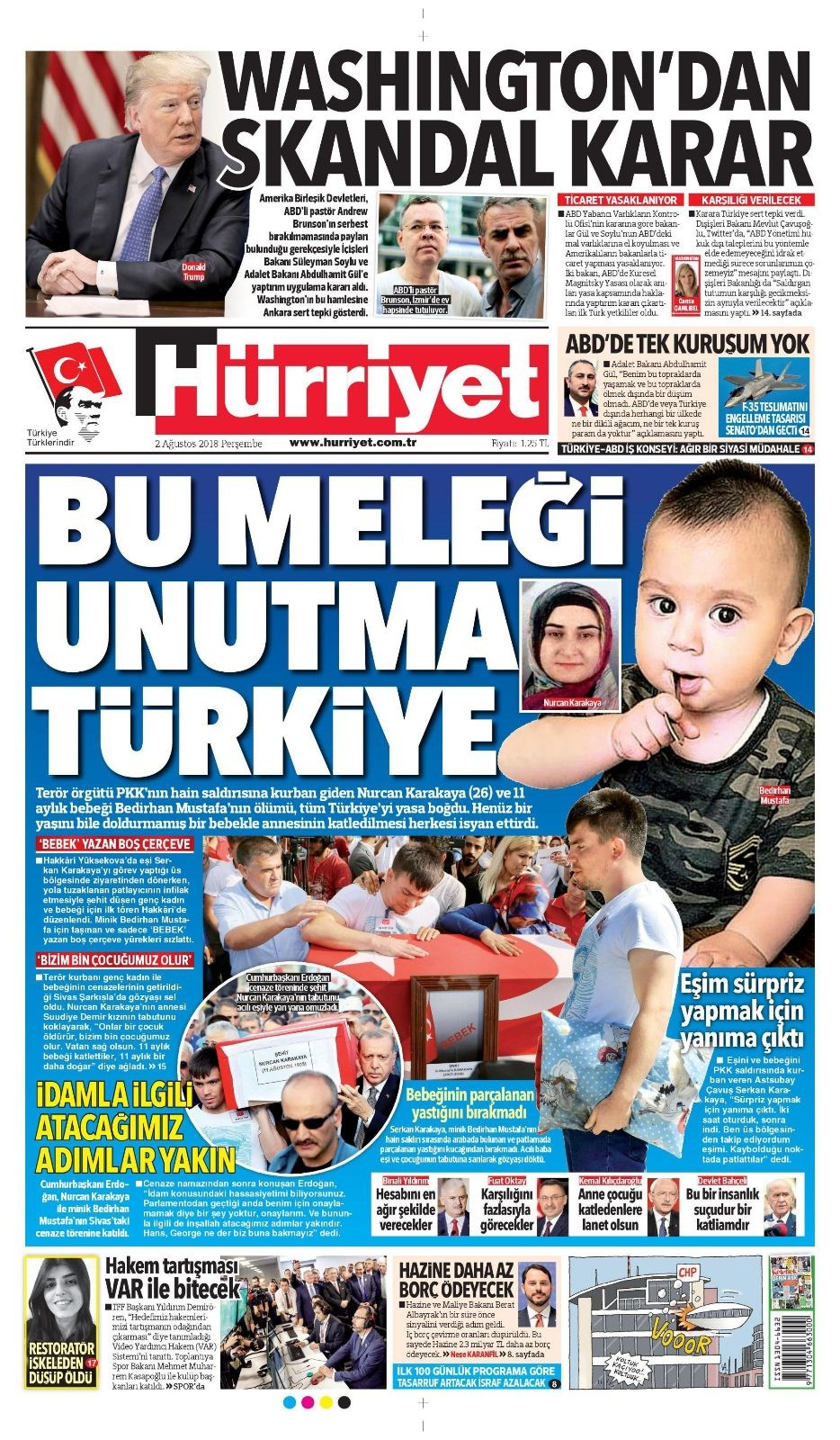 Gazete manşetleri 2 Ağustos 2018 Hürriyet - Posta - Sabah