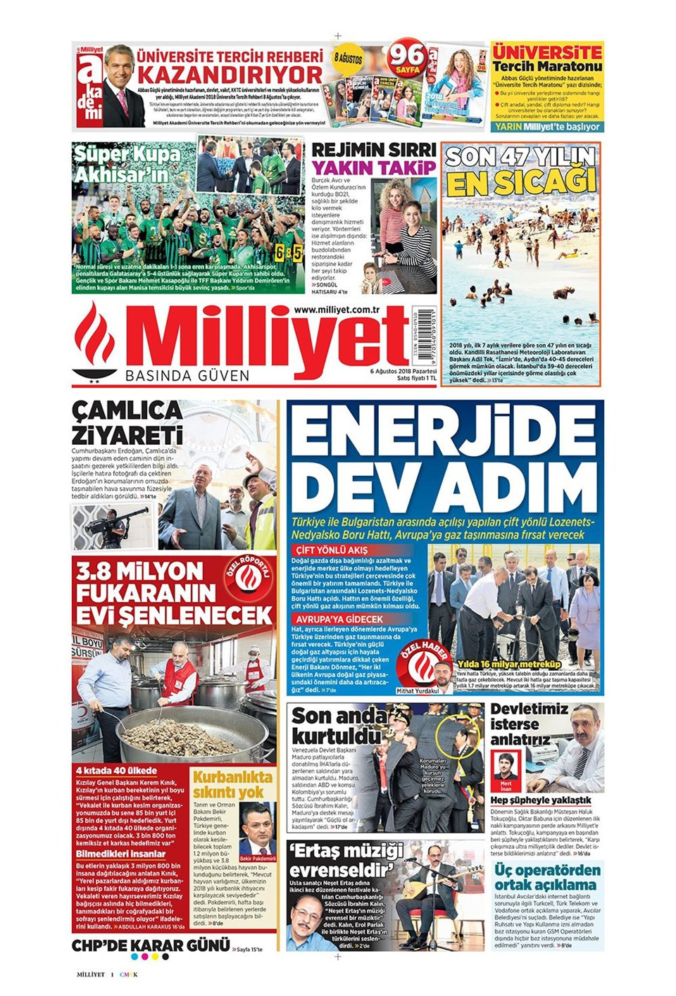 Gazete manşetleri 6 Ağustos 2018 Hürriyet - Posta - Sabah