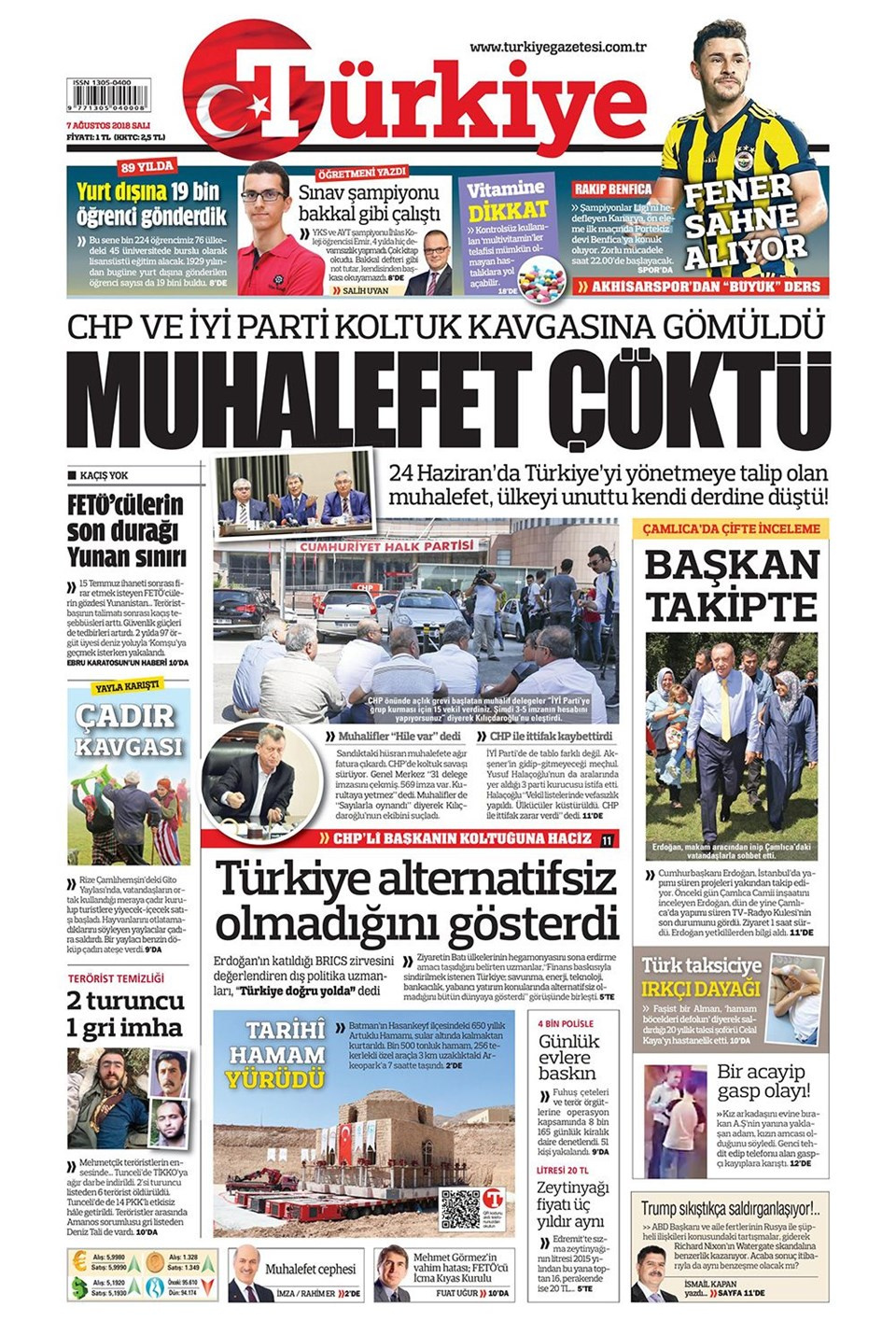 Gazete manşetleri 7 Ağustos 2018 Hürriyet - Posta - Sabah
