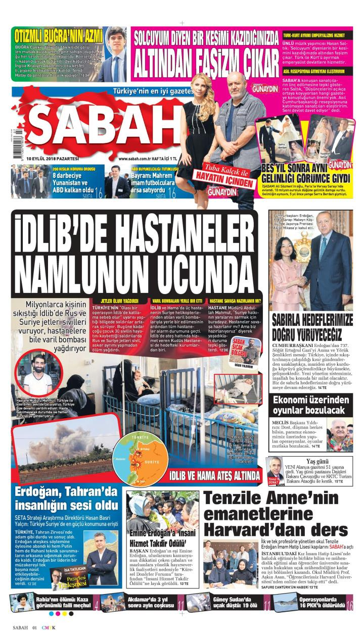 Gazete manşetleri 10 Eylül 2018 Sözcü - Milliyet - Hürriyet - Posta