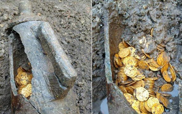 Tarihi kazıda yüzlerce altın para çıktı