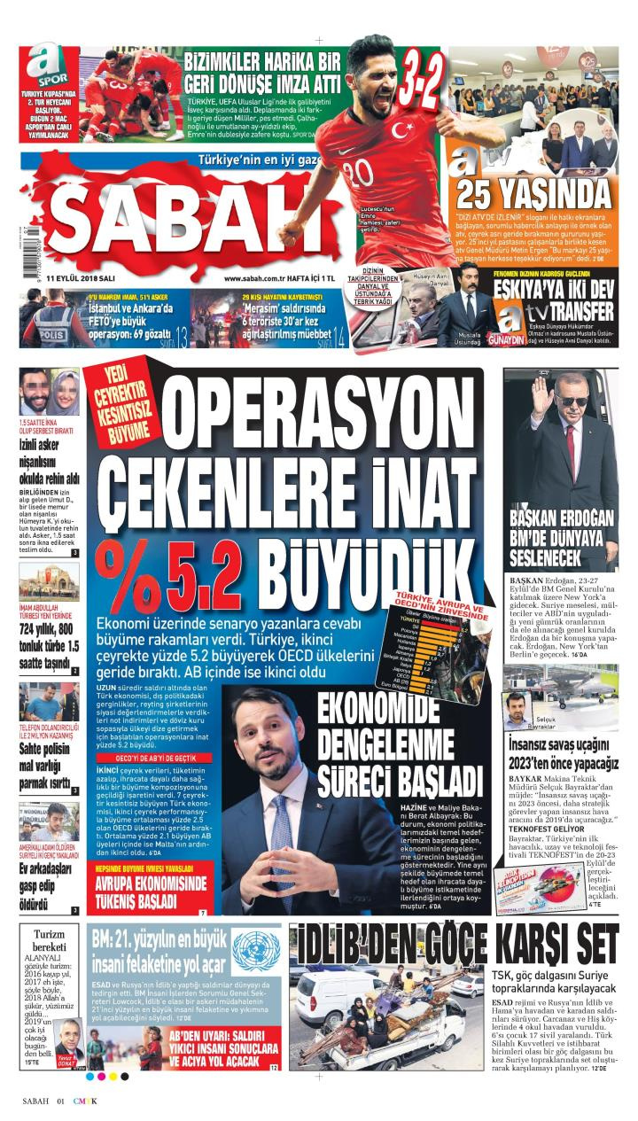 Gazete manşetleri 11 Eylül 2018 Hürriyet - Milliyet - Sözcü - Posta