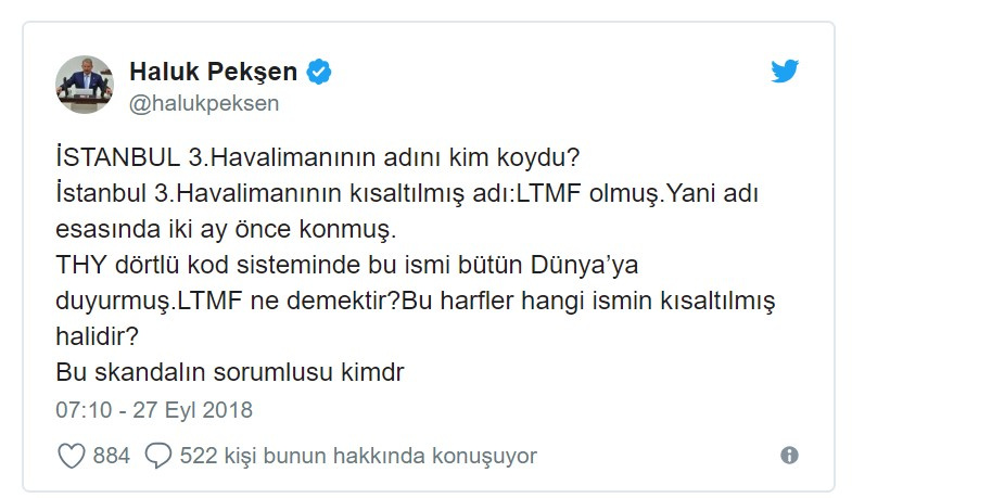 CHP'li Pekşen'den Üçüncü Havalimanı iddiası