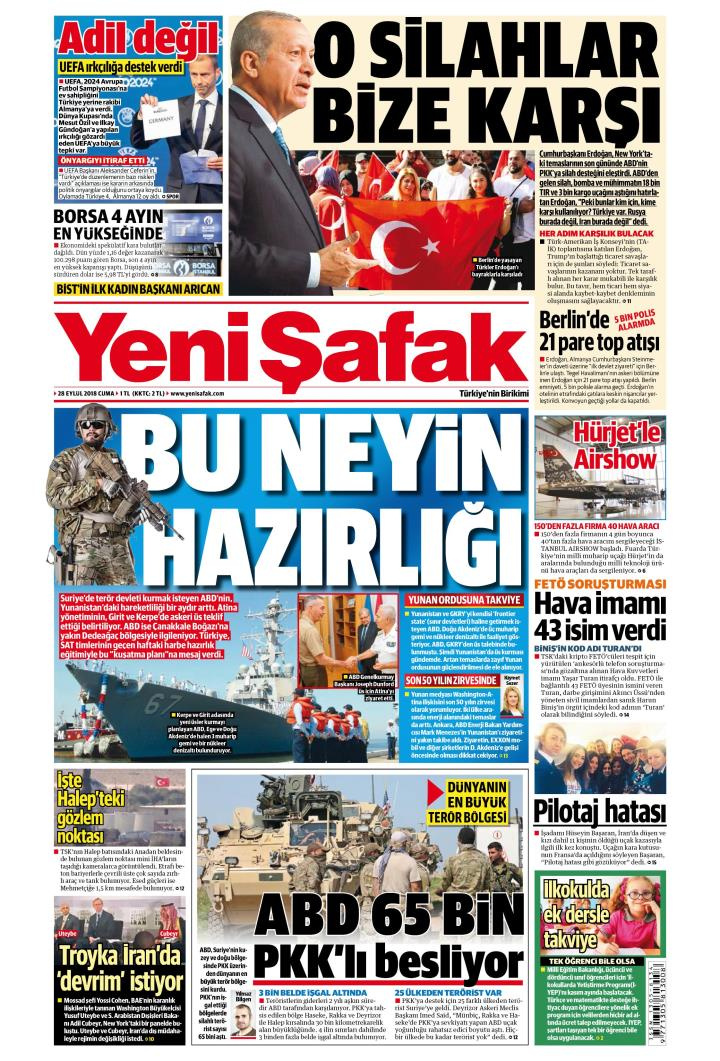 Gazete manşetleri 28 Eylül 2018 Sözcü - Hürriyet - Milliyet - Posta