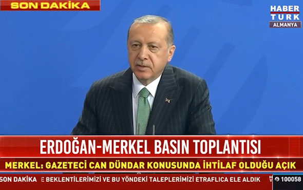 Erdoğan-Merkel basın toplantısına Can Dündar olayı damga vurdu!