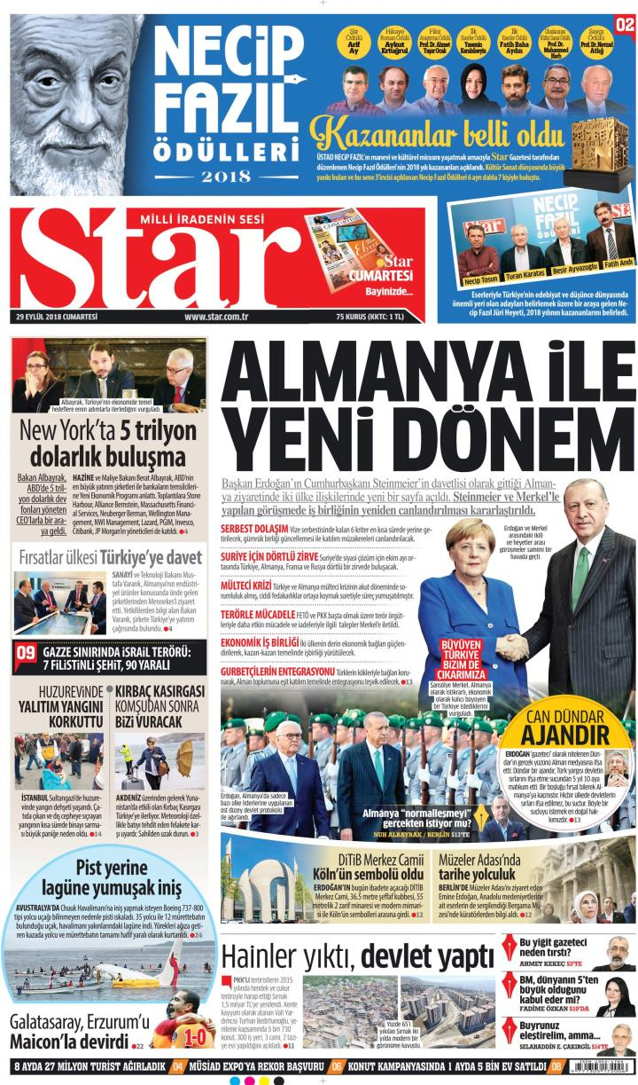 Gazete manşetleri 29 Eylül 2018 Hürriyet - Posta - Sözcü - Sabah