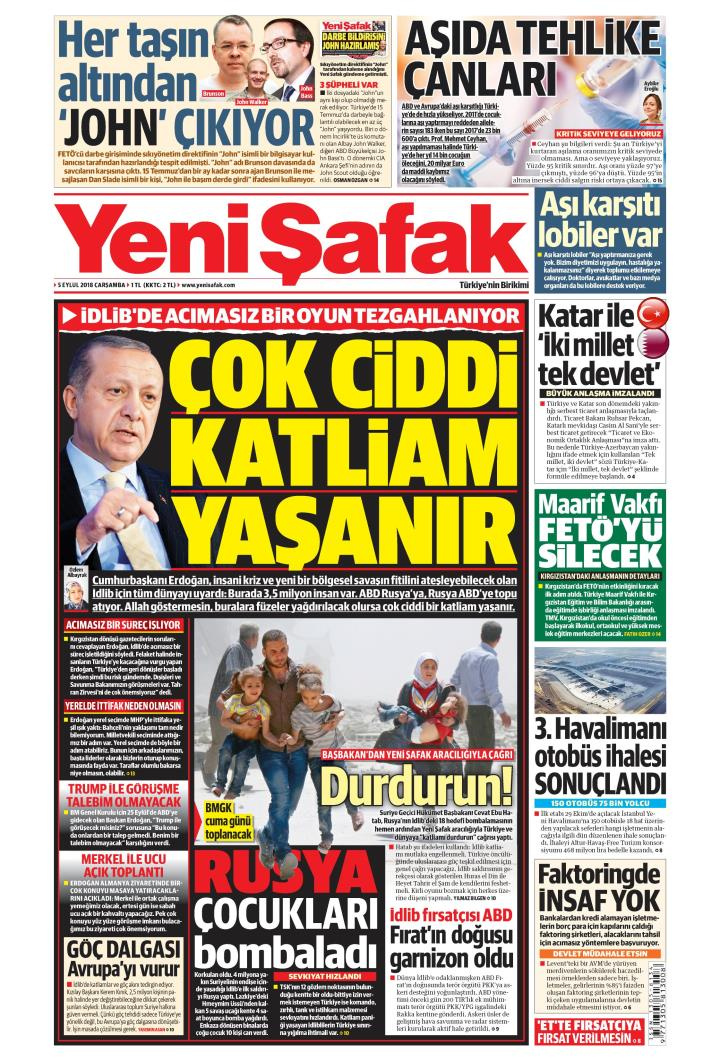 Gazete manşetleri 5 Eylül 2018 Sabah - Hürriyet - Milliyet - Sözcü