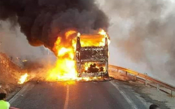 Mersin'de yolcu otobüsü alev topuna döndü