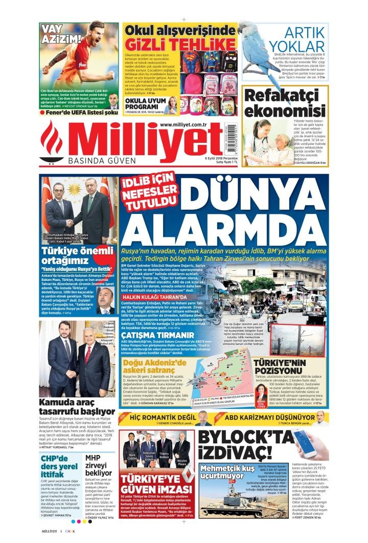 Gazete manşetleri 6 Eylül 2018 Sabah - Hürriyet - Milliyet - Sözcü