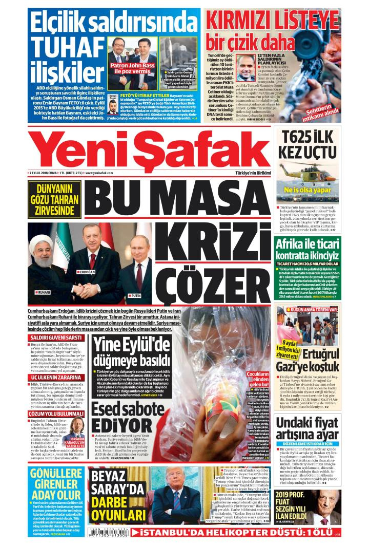 Gazete manşetleri 7 Eylül 2018 Hürriyet - Sabah - Posta - Sözcü
