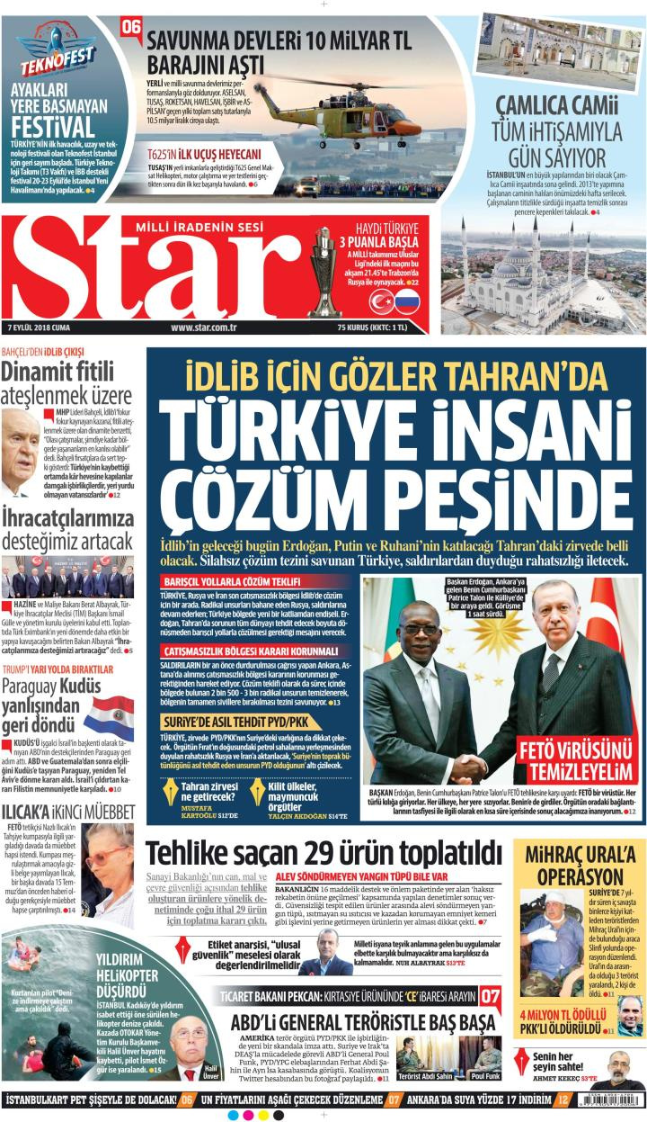 Gazete manşetleri 7 Eylül 2018 Hürriyet - Sabah - Posta - Sözcü