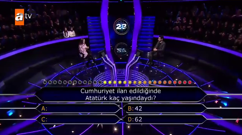 Kim Milyoner Olmak İsterde Atatürk sorusuna joker kullanan yarışmacı