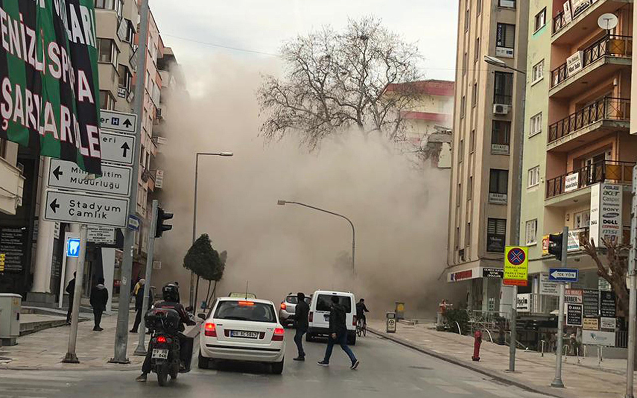 Denizli'de bina çöktü: Ortalık savaş alanına döndü!