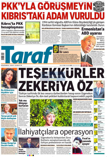 Taraf'tan Zekeriya Öz'e teşekkür