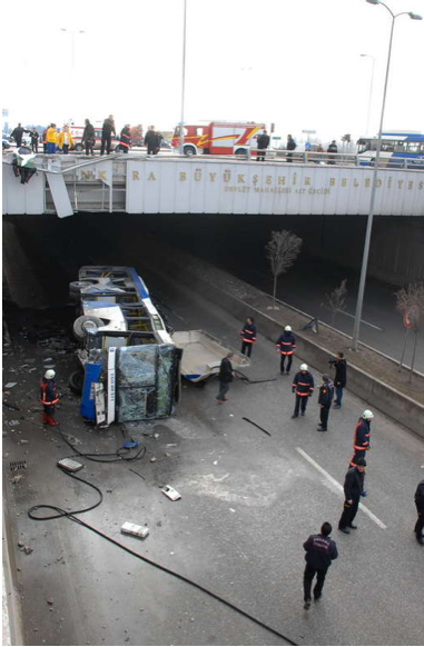 Ankara'da otobüs köprüden uçtu 