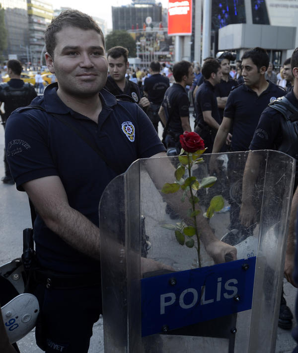 Gezi Parkı'ndan gaz yerine çiçek