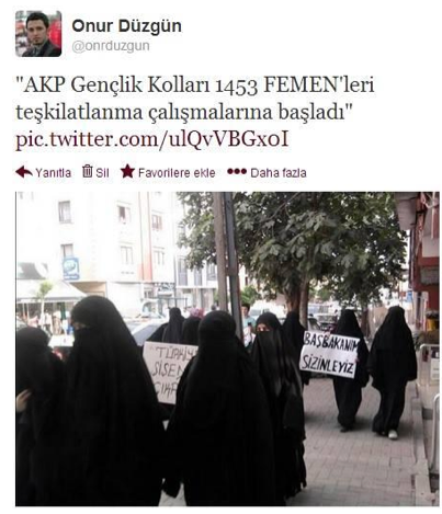 Femen'e karşı çarşaflı 1453 Femenler