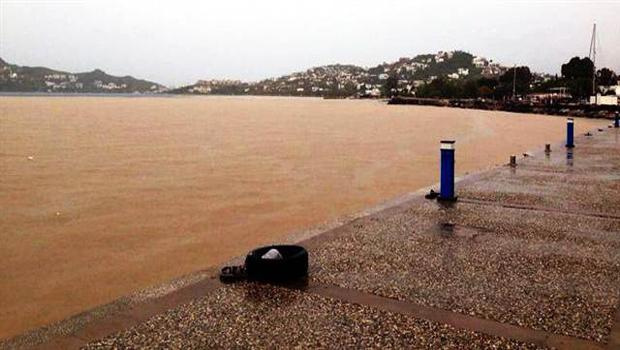 Bodrum'da deniz kahverengiye döndü