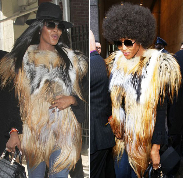 Naomi Campbell düz girdi afro çıktı!