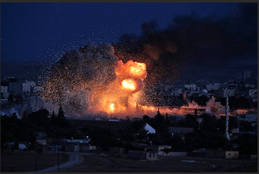 Kobani'deki yıkım uydudan böyle  görüntülendi.