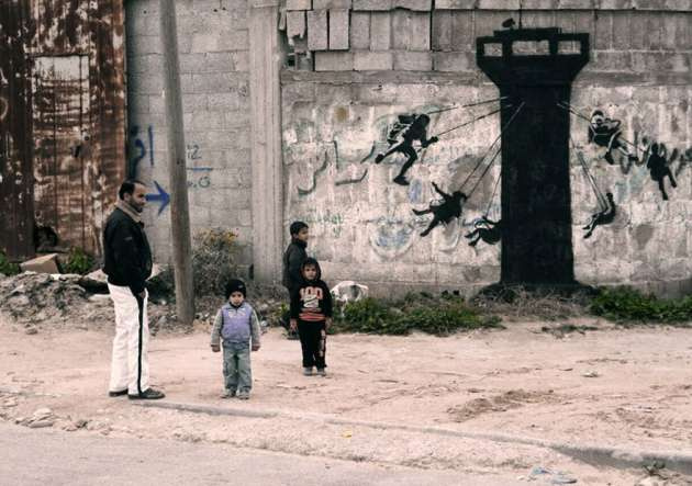 Gazze'nin duvarlarına İngiliz sanatçı eli