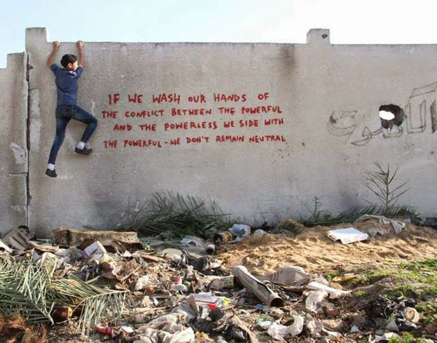 Gazze'nin duvarlarına İngiliz sanatçı eli