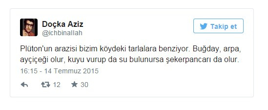 Twitter'da Plüton rüzgarı