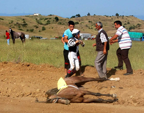 At yarışında kare kare kaza anı