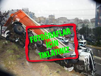 TIR şarampolde asılı kaldı! - Resim: 0