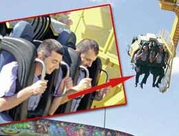 Uçarak lunapark kontrolü yaptılar