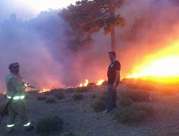 Kaz Dağları'ndaki yangına karadan müdahale
