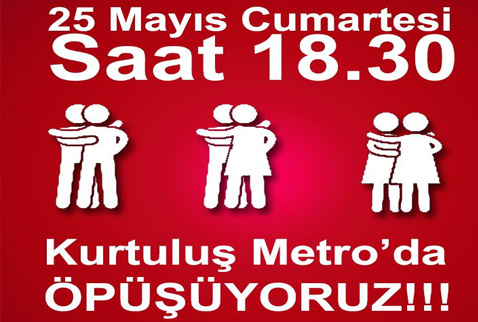 Ankara metrosunda öpüşme eylemi var!