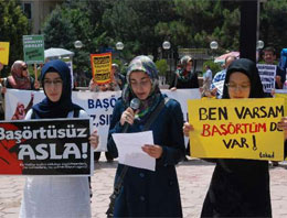 Başörtüsü eyleminde 'MEB' protesto edildi