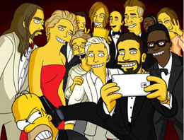 The Simpsons Oscar selfiesi kırdı geçirdi!